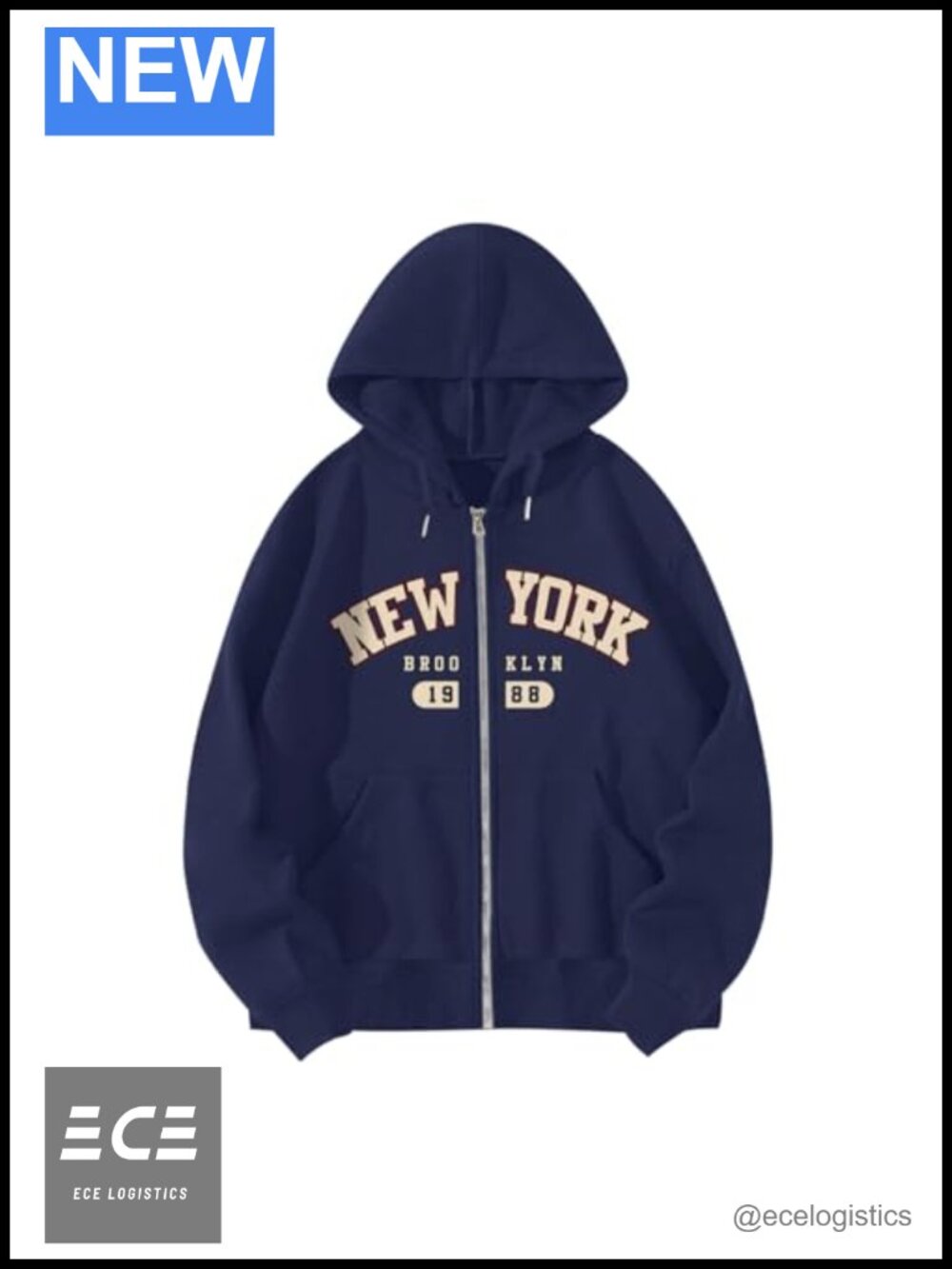 Graphic Full Zip Up Hoodie Letter Print Cotton Blend Sweatshirt with Pockets